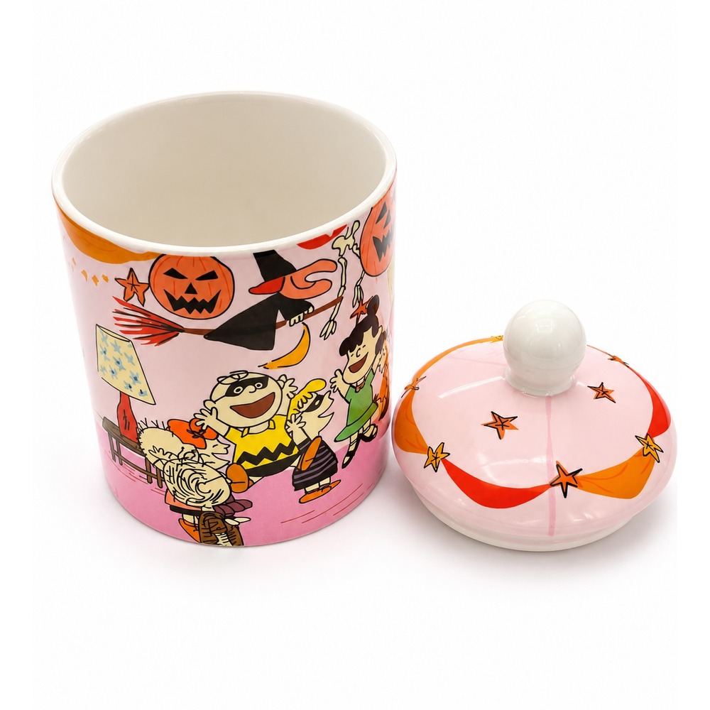 Peanuts Gang Snoopy Pink Halloween Party Ceramic Candy or Cookie Jar Canister - Picture 2 of 4